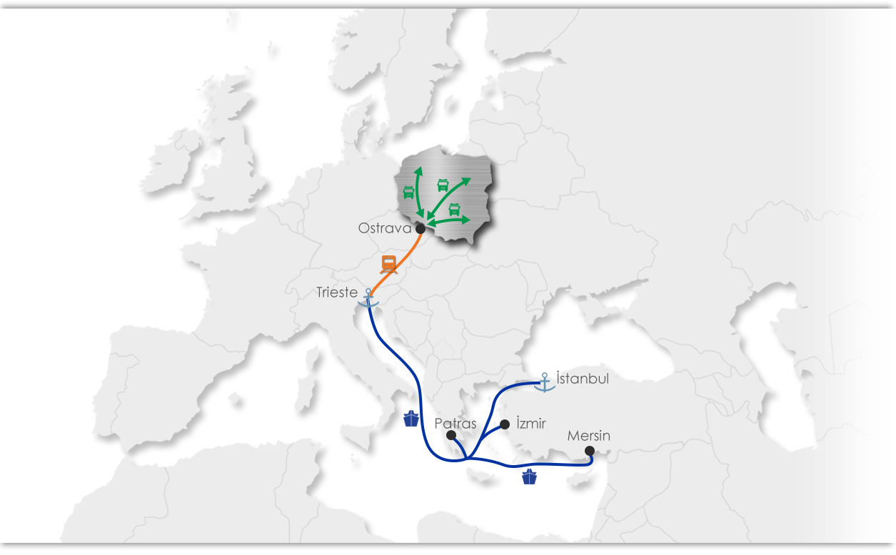 Ekol Poland Intermodal Map
